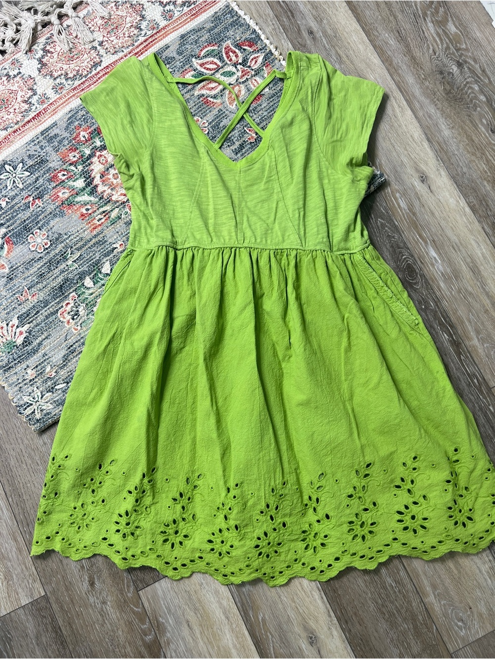 Böhme Aria Eyelet Lace Mini Dress In Green